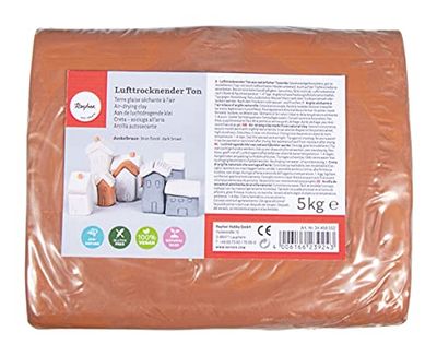 Argilla auto-essiccante all'aria Rayher, marrone scuro, 5 kg, creta da modellare, indurente all'aria senza cottura, adatta anche a cottura classica, 34468552