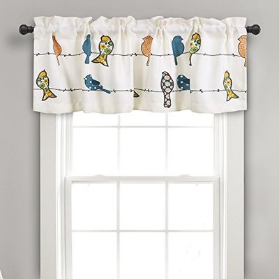 Lush Decor Rowley Birds Cantonnière filtrant la lumière, Panneau Simple, 132,1 cm de Large x 45,7 cm de Long, Multicolore – Motif Floral d'oiseaux coloré – Rideau d'oiseaux fantaisiste et ludique –