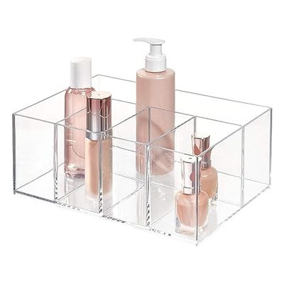 InterDesign iDesign The Clarity Collection Organiseur de Salle de Bain en Plastique à 5 Compartiments, 25,1 x 17,5 x 10,2 cm, Transparent