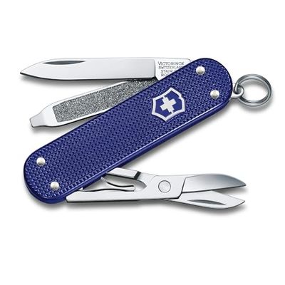 Victorinox Taschenmesser Classic SD Alox (5 Funktionen, Klinge, Nagelfeile, Schere), klein, 0.6221.222G, Night Dive, 58 mm