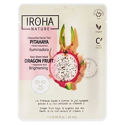 Iroha Nature - Maschera viso in tessuto ILLUMINANTE con Pitahaya