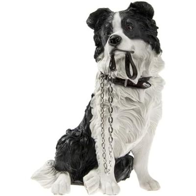 lesser and pavey LP08278 Figur | Sittande Border Collie Walkies | 1 styck-15 x 9 x 17 cm tillbehör, flerfärgad, h17 cm