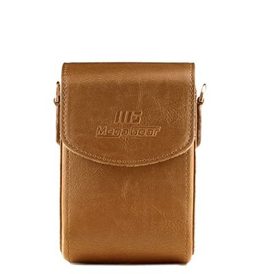 MegaGear MG825 - Custodia in finta pelle per Fotocamera con Tracolla Samsung WB350F, Marrone chiaro