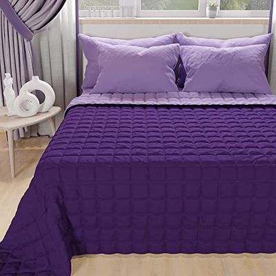 PETTI ARTIGIANI ITALIANI - Colcha simples reversível, 160 x 260 cm em microfibra, cobertura para cama simples de primavera, edredão reversível, 1 pessoa, lilás violeta, 100% fabricado na Itália