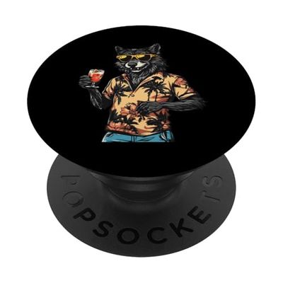 Vacaciones de fiesta de verano Cool Wolf PopSockets PopGrip Adhesivo