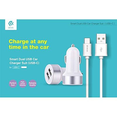 Suit autolader 2 Out en datakabel voor de auto USB type C wit