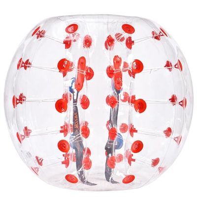 VEVOR Uppblåsbar krockboll, stötdämparboll, 1 st, 1,2 x 1,03 m, bubbelstudsboll, för utomhusbruk, transparent + röda prickar