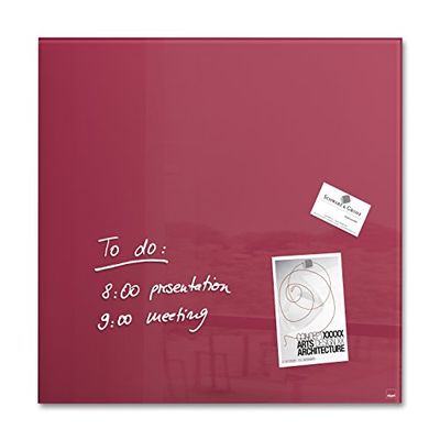 SIGEL GL272 Lavagna magnetica in vetro premium, superficie lucida, 48 x 48 cm, montaggio facile, rosso, Artverum