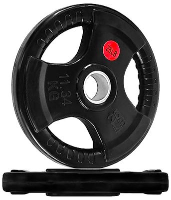 Signature Fitness Olympische 2 inch gietijzeren plaat halterschijf voor krachttraining en gewichtheffen, rubberen coating, 11,3 kg paar
