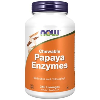 Now Foods, Chewable Papaya Enzyme (Enzima de Papaya Masticable), 500mg, 360 Comprimidos masticablos, Probadas en Laboratorio, Sin Soja, Sin Gluten, No GMO