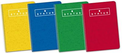 Enri Status – Pack de 5 Cahier Spirale, Couverture rigide extra, Fº, 4 x 4 C/M