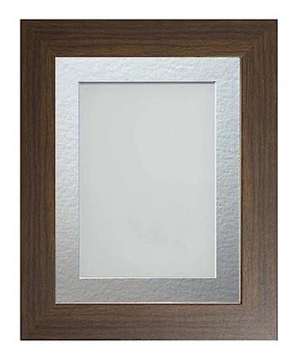 Frame Company Watson Brown Picture Photo Frame fitted with Perspex, 12x10 inch with Silver Mount for image size 9x7 inch