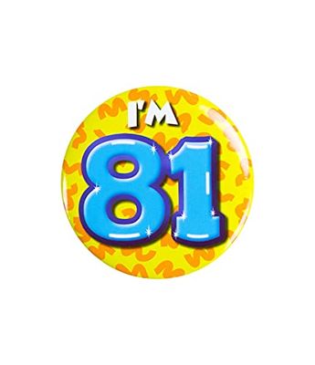 PD-Party 6014781 Verjaardags Badge/Speld | Viering | Feest - I'm 81, Veelkleurig, 5.5cm Lengte x 5.5cm Breedte x 0.5cm Hoogte