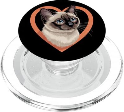 Cute Siamese Cat Heart PopSockets PopGrip for MagSafe