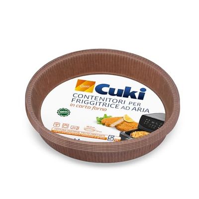 Cuki 1 Pack of 5 Air Fryer Containers Non-Grease, Waterproof and Non-Stick, for Even Baking and Crispy Friing, 1 Pack of 5 (Ø20.5cm)