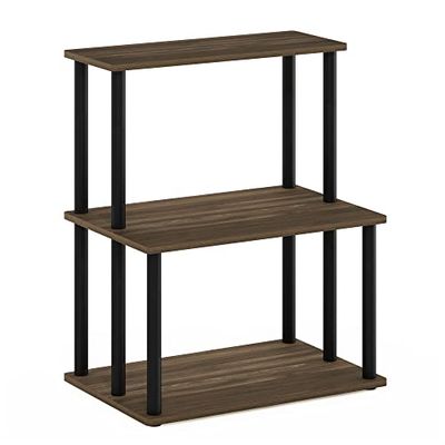 Furinno Turn-N-Tube Estante de Cocina 3 Niveles sin Herramientas, Nogal Columbia/Negro