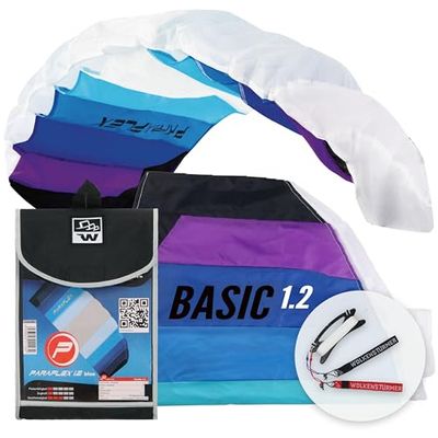 Wolkenstürmer Paraflex Basic 1.2 - Aile de Traction, Bleu - Prêt à l'emploi - cerf-Volant 2 Lignes pour débutants et Enfants à partir de 6 Ans - Voile de Traction - Aile de Kitesurf