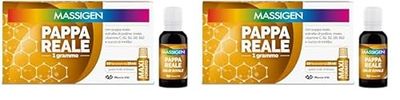 Massigen - Pappa Reale Tonico Naturale, Integratore Energetico, Azione Ricostituente e Antiossidante, con Miele e Pappa Reale, 10 Flaconcini da 25 ml (Confezione da 2)