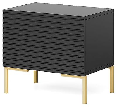 Selsey Table De Chevet avec Placard À Lamelles sur Pieds Dorés 46 x 44 cm Table De Nuit Noir Lammelo