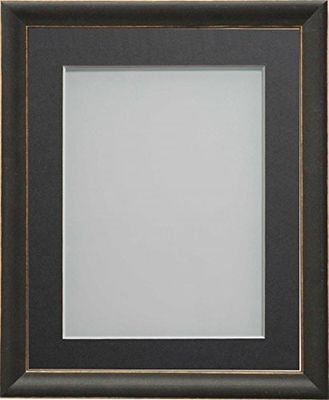 Frame Company Darcy Black Picture Photo Frames with Grey Mount, 14x11 for 12x8 *Choice of Colours* Fitted with Real Glass