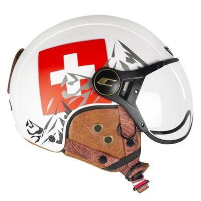 CGM EBI, Casco Sci Unisex Adulto, Bianco Rosso Opaco, XL (60cm)