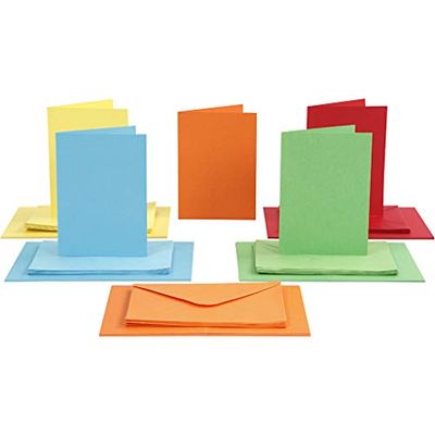 Biglietti e buste, dimensioni biglietto: 10,5 x 15 cm, dimensioni busta: 11,5 x 16,5 cm. Colori: 50 set.