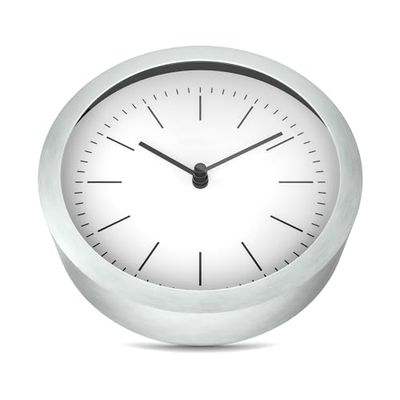 Mebus Wall Clock, Plastic Aluminium, White/Silver, 15 cm