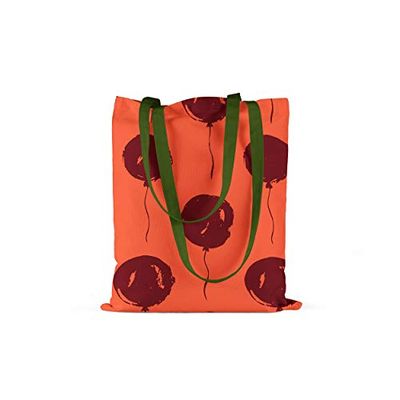 Bonamaison, 100% Algodón Bolso De Mano Impreso, Bolso de la Compra Reutilizable, Bolso De Compras, Ecológico, Plegable, Bolso de Tela de Lona con Asas Verdes, 34X40 Cm - Fabricado en Turquía