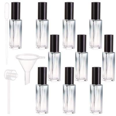 ASelected 10 stycken parfymsprejsprutor 10 ml parfymspridare för på vägen parfym fyllare, parfym spray med blå färggradient med sprejpump och tratt för kvinnor och män