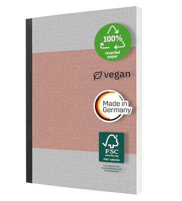 SIGEL SN300 Notebook, Dotted (dot Grid), 80 g/m², Approx. A5, Coral, softcover, 200 Pages, Sustainable