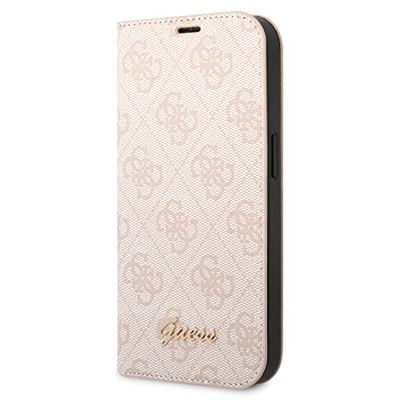 Guess GUBKP14MHG4SHP Hoes voor iPhone 14 Plus 6,7 inch roze/roze Book 4G Vintage Gold Logo