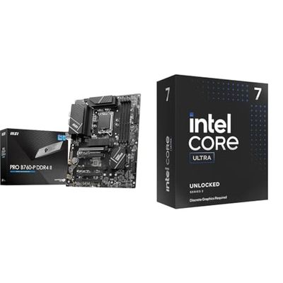 MSI Pro B760-P DDR4 II Carte Mère + Intel® Core™ Ultra 7 265KF processeur pour PC de Bureau 20 cœurs