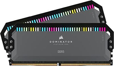 CORSAIR DOMINATOR PLATINUM RGB DDR5 32GB (2x16GB) DDR5 5200MHz CL40 AMD EXPO Intel XMP iCUE Compatible Computer Memory – Grey (CMT32GX5M2B5200Z40)