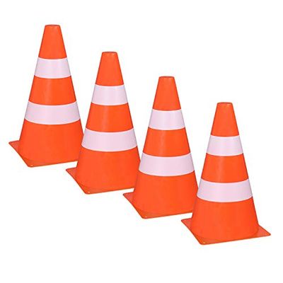 Idena 40085 - pylonen, 4 stuks, plastic verkeershoedjes, voor sport, outdoor, slalom, voetbal, ca. 24 x 13,5 cm, oranje