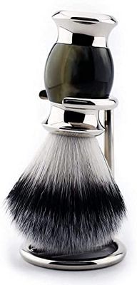 Jag Shaving - Cepillo sintético para barba, mango de acero inoxidable