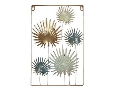 PLACA PARED METAL HOJAS AZULES