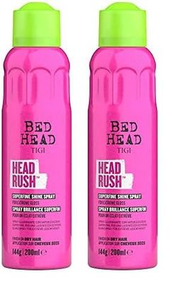 Bed Head by TIGI - Headrush Shine Hair Spray - For Smooth Shiny Hair - 200 ml (Pack of 2)