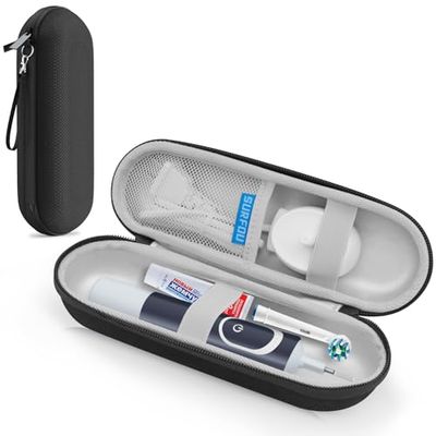 SURFOU Étui de Voyage Étanche pour Brosse à Dents Électrique Compatible Oral B/Oral-B Pro/Phlips Sonicare avec Rangement d'Accessoires, Étui de Rangement, Boîtier de Protection Voyage Compact, Noir