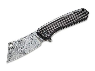 WE Knife Unisex - Volwassenen Mini Mastodon Damascus Carbon zakmes, zwart, 18,2 cm