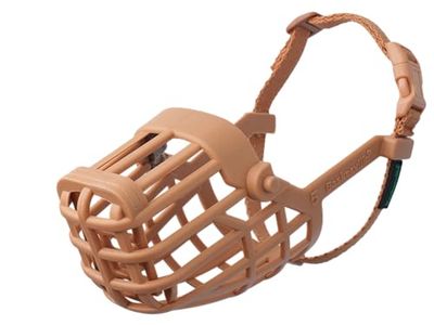 BASKERVILLE CLASSIC BASKET MUZZLE - Hond kan hijgen en drinken, voorkomt bijten en snuffelen in afval, ideaal voor lange snuiten, ademende trainingsmuilkorf voor kleine honden (Maat 1)