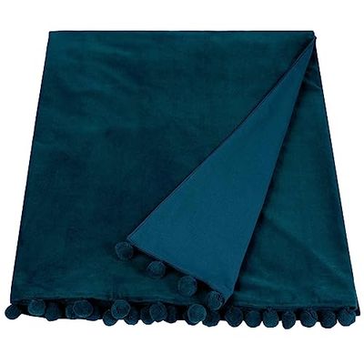 Ragged Rose Belinda manta de veludo petróleo, algodão, azul gasolina, 180 x 140 cm