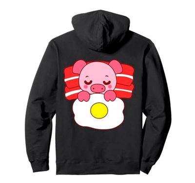 Simpatico maialino che dorme su pancetta cuscino e coperta a forma di uovo sul retro Felpa con Cappuccio