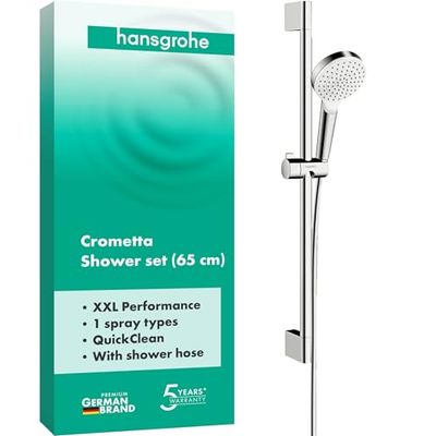 hansgrohe Crometta Set doccia 1 getto con asta doccia 65 cm, bianco/cromo, 26533400