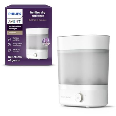 Philips Avent SCF293/00 elektryczny sterylizator parowy i suszarka, na maks. 6 butelek dla dzieci, odkurzacz i inne akcesoria, biały