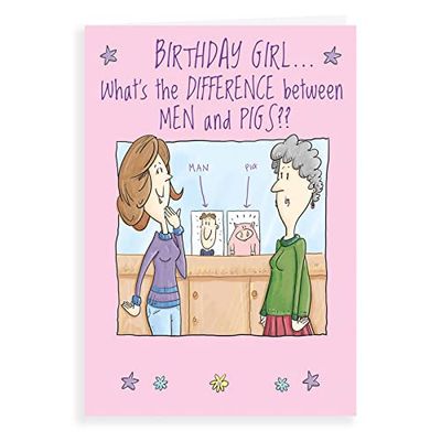 Regal Publishing Humour Funny Birthday Card Men and pigs diff - 7 x 5 inches