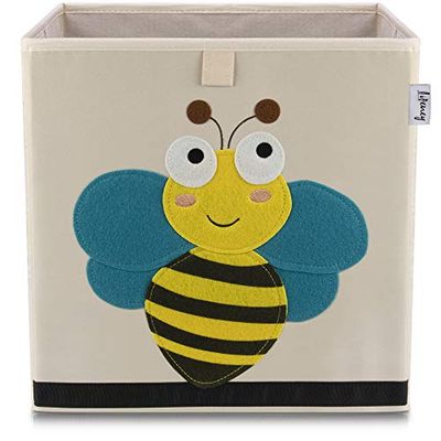 LIFENEY Boîte de rangement pour enfant avec motif abeille I Boîte à jouets avec motif animal Convient pour les étagères cubes I Boîte de rangement pour chambre d'enfant I Panier de rangement pour