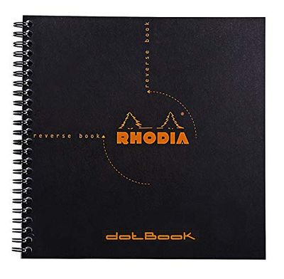 RHODIA 193639C - Spiral Notebook (Full Binding) Reverse Book Black - 21x21 cm - Dotted Dot - 160 Detachable Pages - Clairefontaine Paper 80 g/m - Soft and Resistant Cover - Classic