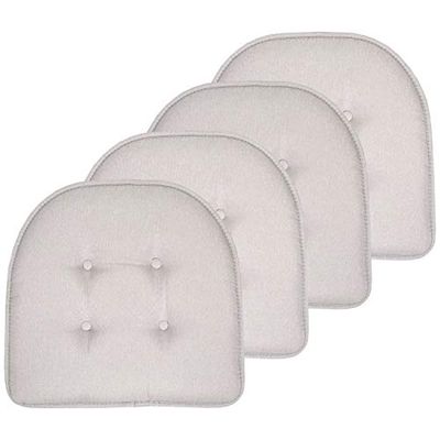 Sweet Home Collection Lot de 4 Coussins de Chaise en Mousse à mémoire de Forme touffetés antidérapants avec Dossier en Caoutchouc en Forme de U 43,2 x 40,6 cm Gris Clair