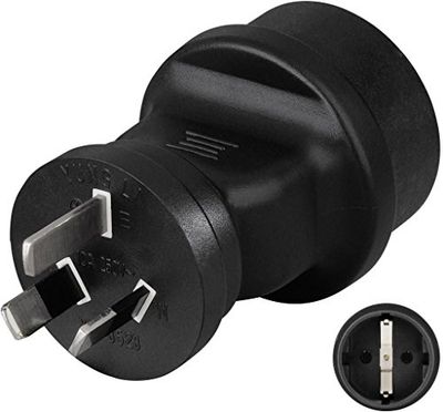 Hama Reisadapter Australië China type I (netadapter voor Argentinië, Nieuw-Zeeland, Papua-Nieuwguinea, Uruguay, Fidschi etc.) Reisstekker veilig en robuust, Zwart,Wit