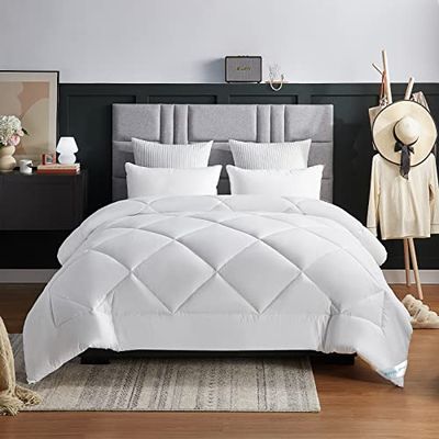 WAVVE Winterdekbed 450 g/m², van microvezel, dekbed voor tweepersoonsbed, 200 x 200 cm, dekbed voor alle seizoenen, voor bed 90 x 190/140 x 190, warm, dikke vulling 450 g/m², 200 x 200 cm, wit